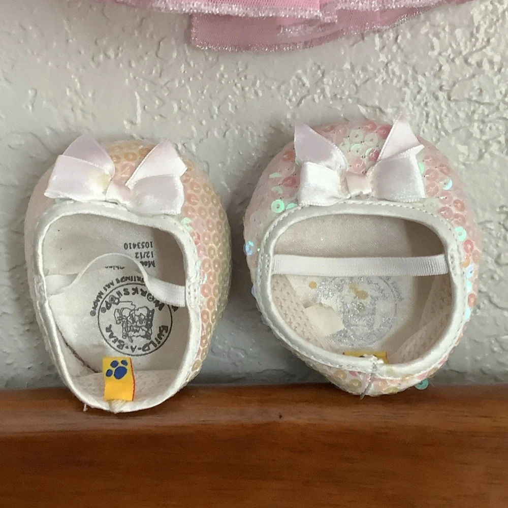 Build-A-Bear Pink Sequin Dress and shoes, head bow, with Silver Accents - Picture 5 of 5